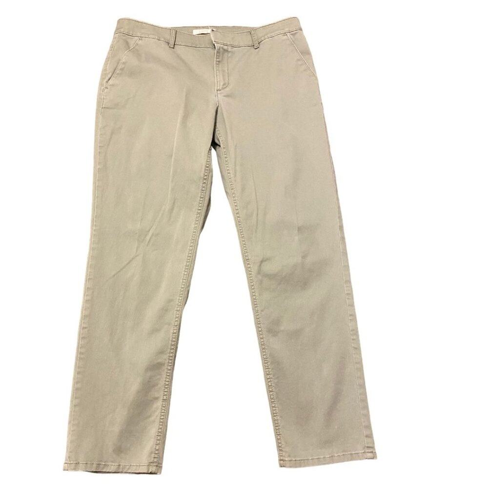 LOFT light olive green slim straight leg pants slacks - women's size 12